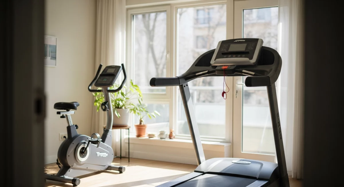 Équipement complet de fitness à domicile avec haltères et appareils de cardio